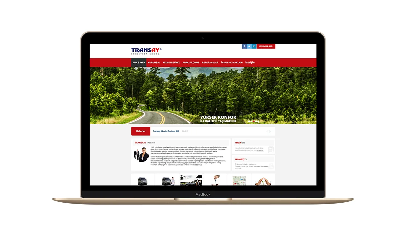 Website von Transay auf einem Laptop