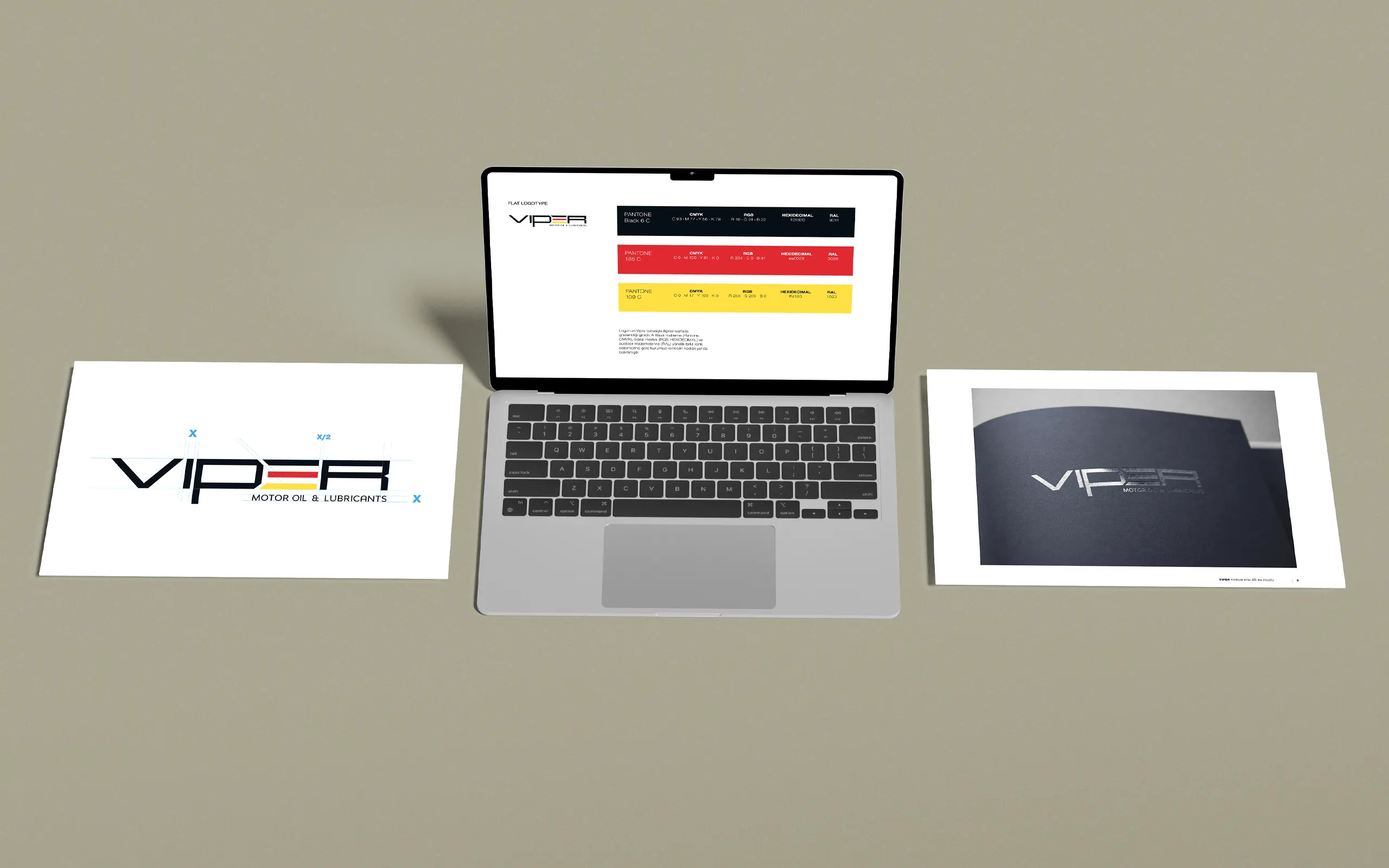 Viper Visitenkarten, Laptop und Briefpapier