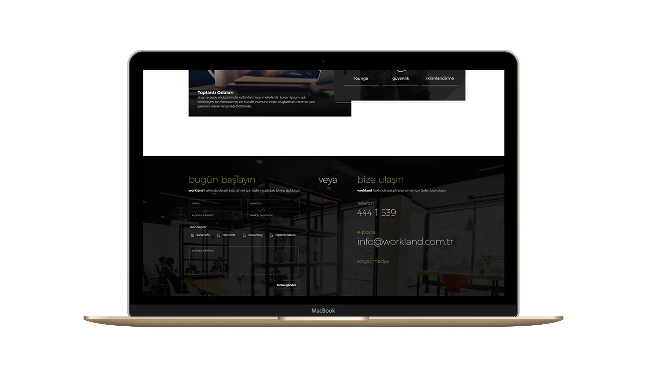 Workland Website mit Büroangebot
